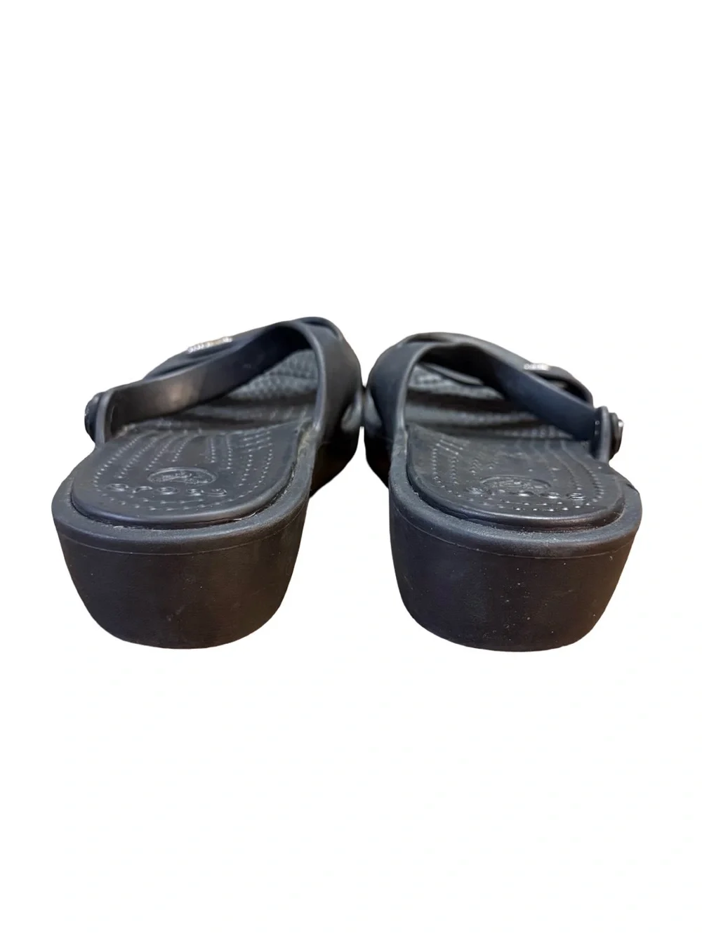 Crocs Patricia Black Croslite Strappy Low Wedge Sandals Women’s Size 7